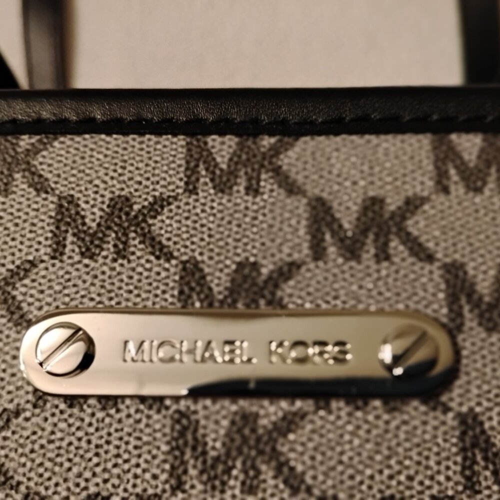 Michael Kors Emry Zip Top Tote - Large ,Black/Gray Monogram - Picture 6 of 14